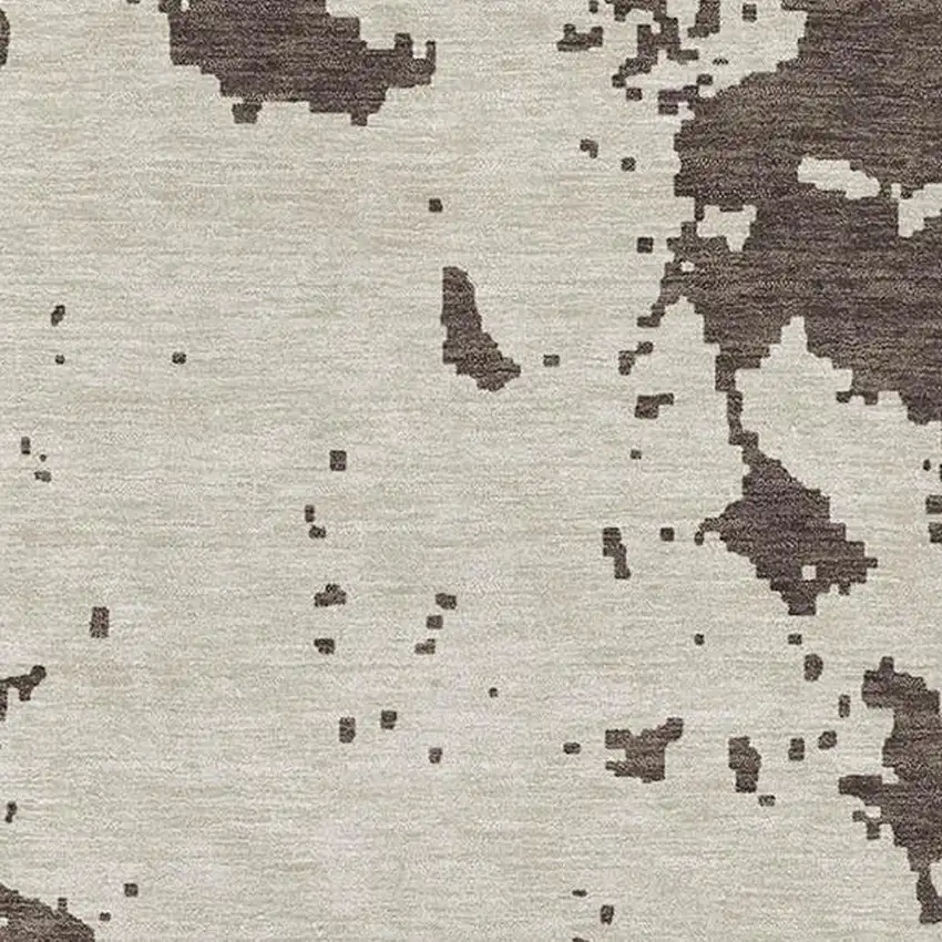 Brown And Beige Abstract Washable Area Rug With UV Protection Photo 3