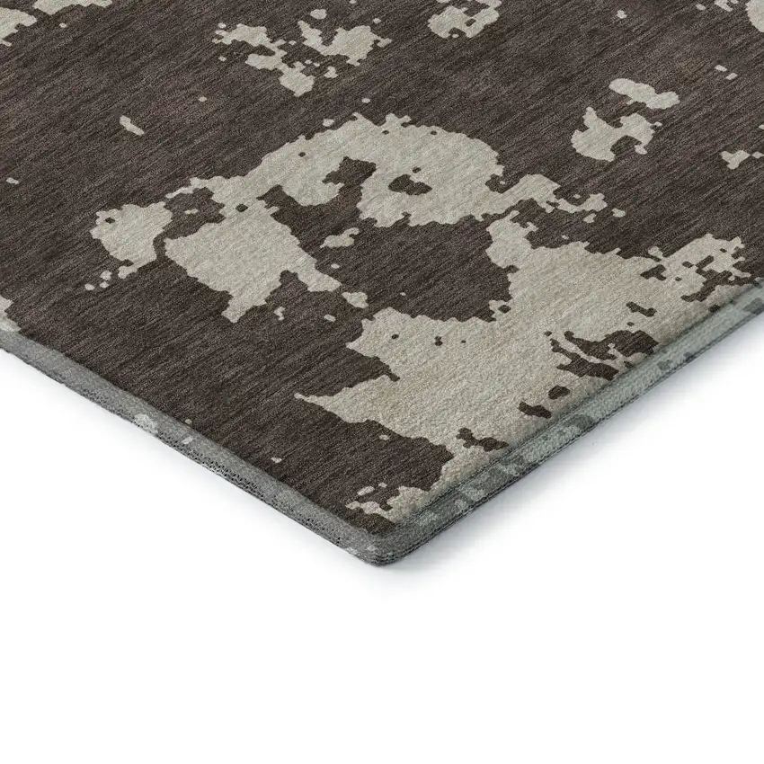 Brown And Beige Abstract Washable Area Rug With UV Protection Photo 8