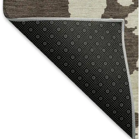 Brown And Beige Abstract Washable Area Rug With UV Protection Photo 7