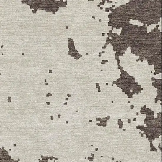 Brown And Beige Abstract Washable Area Rug With UV Protection Photo 3
