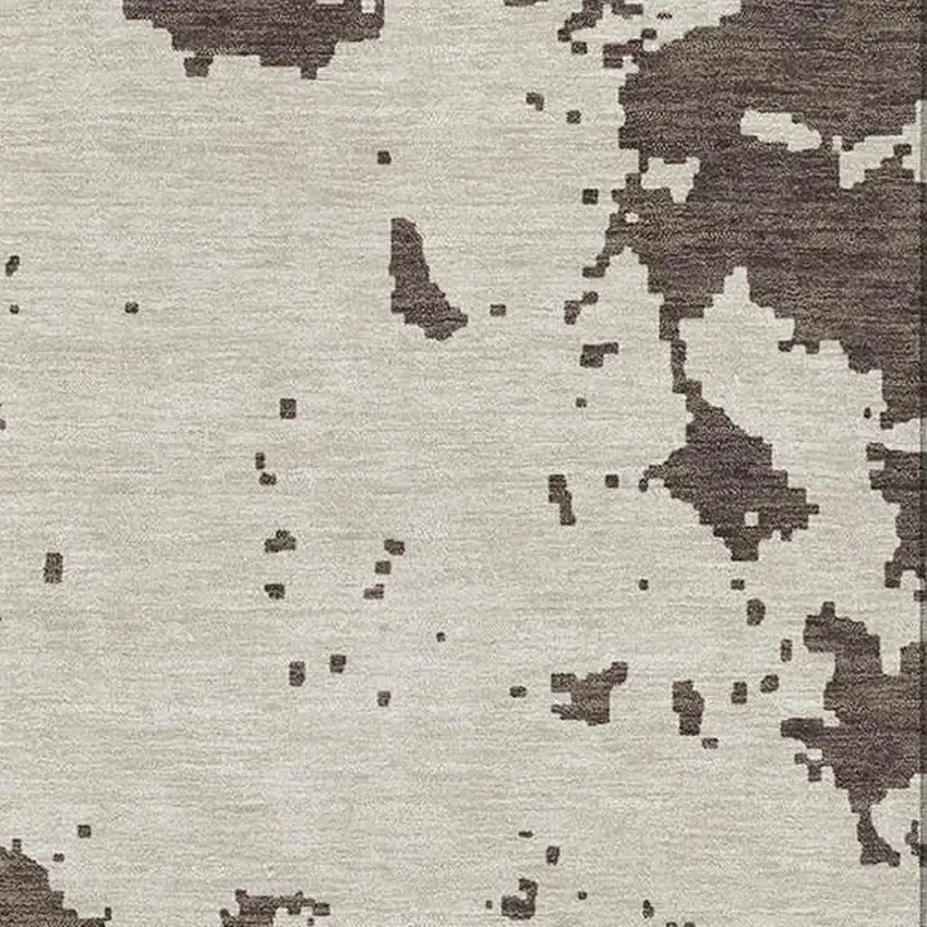 Brown And Beige Abstract Washable Area Rug With UV Protection Photo 3