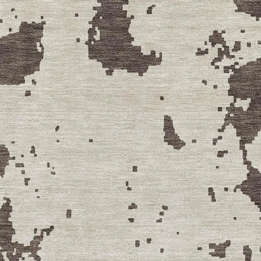 Brown And Beige Abstract Washable Area Rug With UV Protection Photo 3