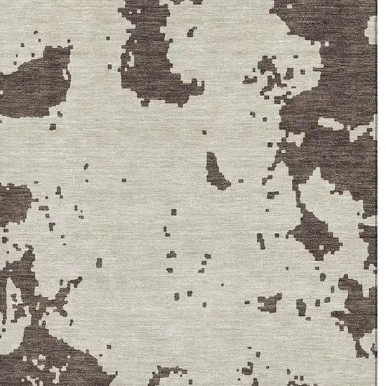 Brown And Beige Abstract Washable Area Rug With UV Protection Photo 4