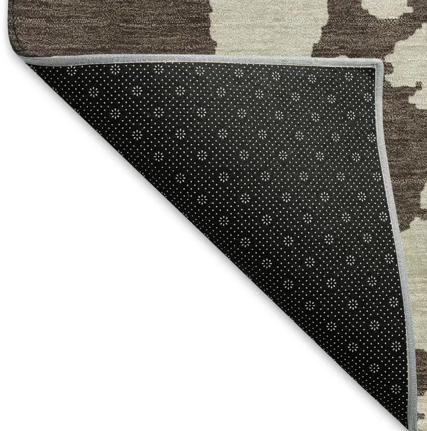 Brown And Beige Abstract Washable Area Rug With UV Protection Photo 7