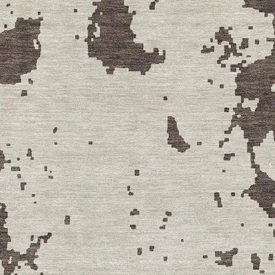 Brown And Beige Abstract Washable Area Rug With UV Protection Photo 3