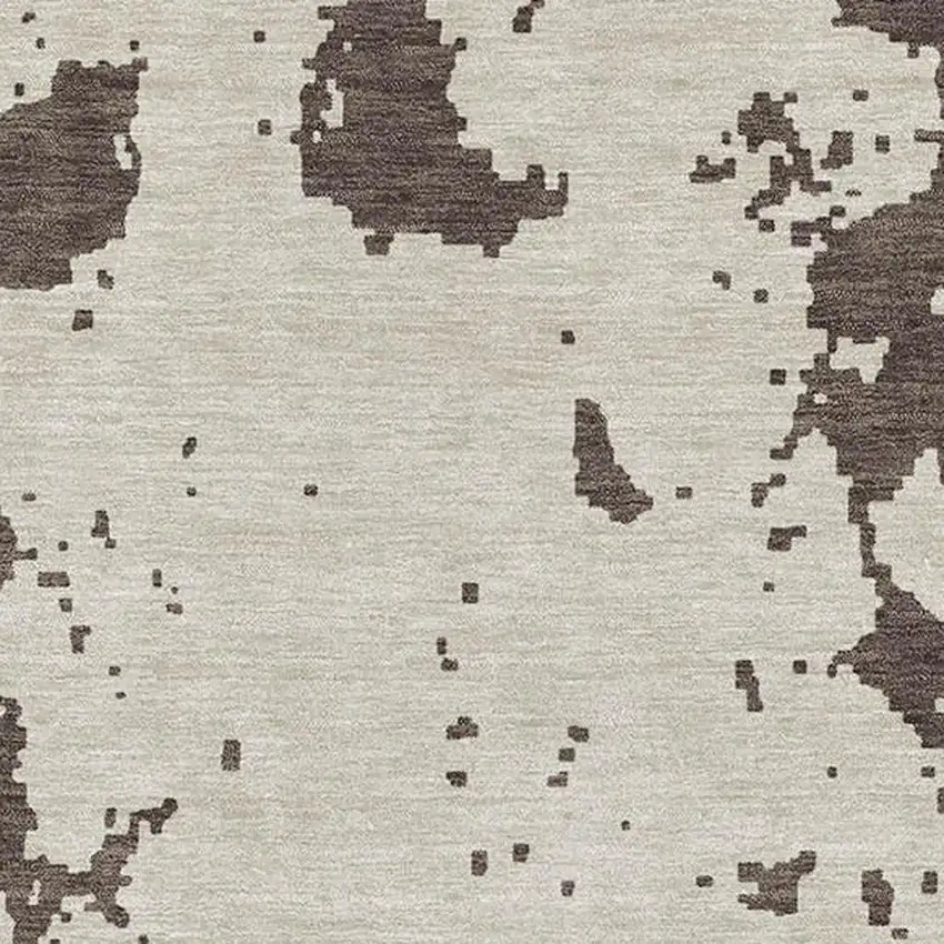 Brown And Beige Abstract Washable Area Rug With UV Protection Photo 3