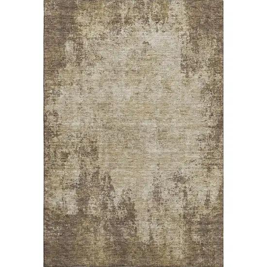 Brown And Beige Abstract Washable Area Rug With UV Protection Photo 4