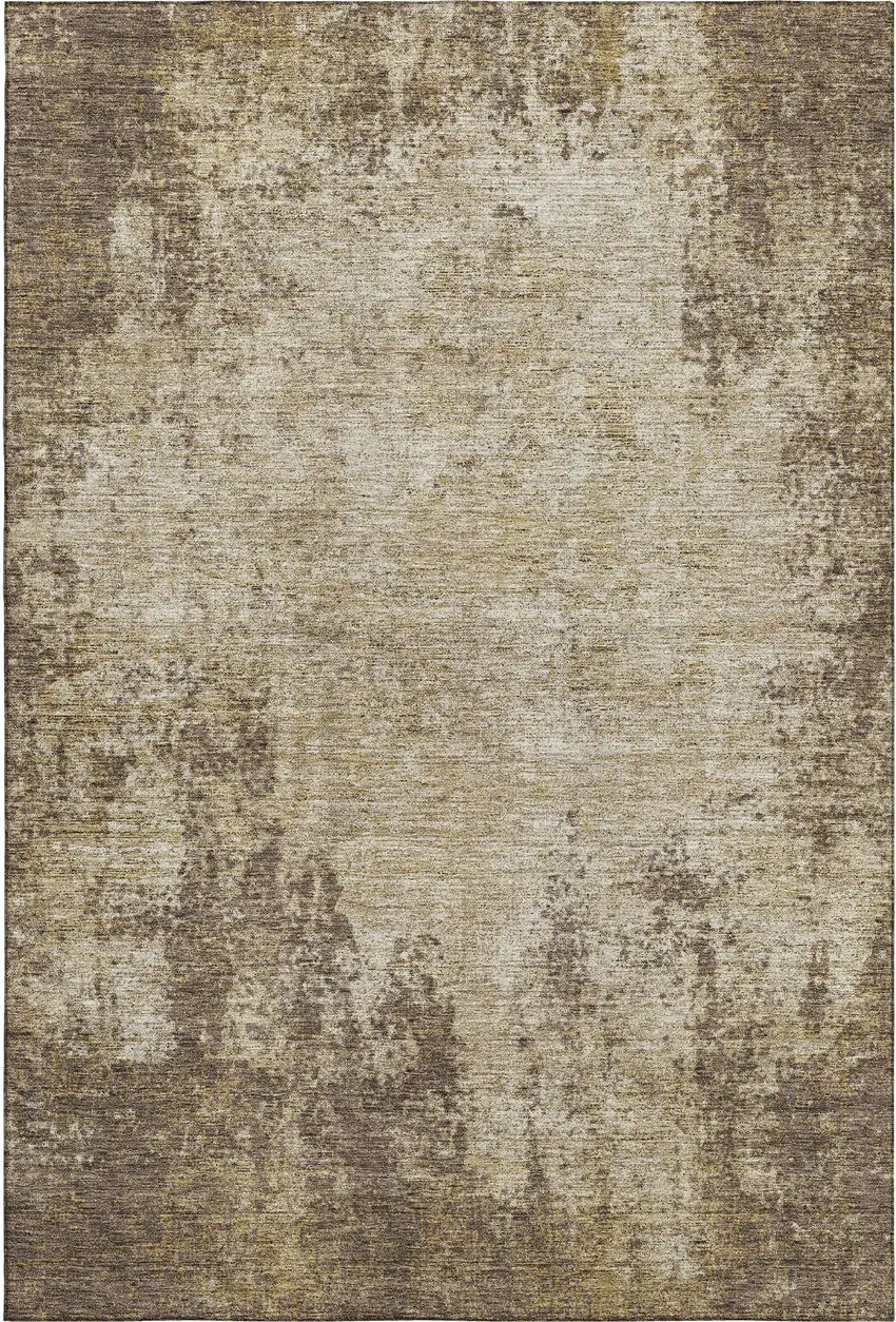 Brown And Beige Abstract Washable Area Rug With UV Protection Photo 4