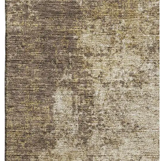 Brown And Beige Abstract Washable Area Rug With UV Protection Photo 3