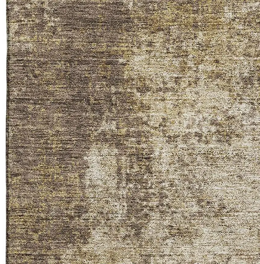 Brown And Beige Abstract Washable Area Rug With UV Protection Photo 3