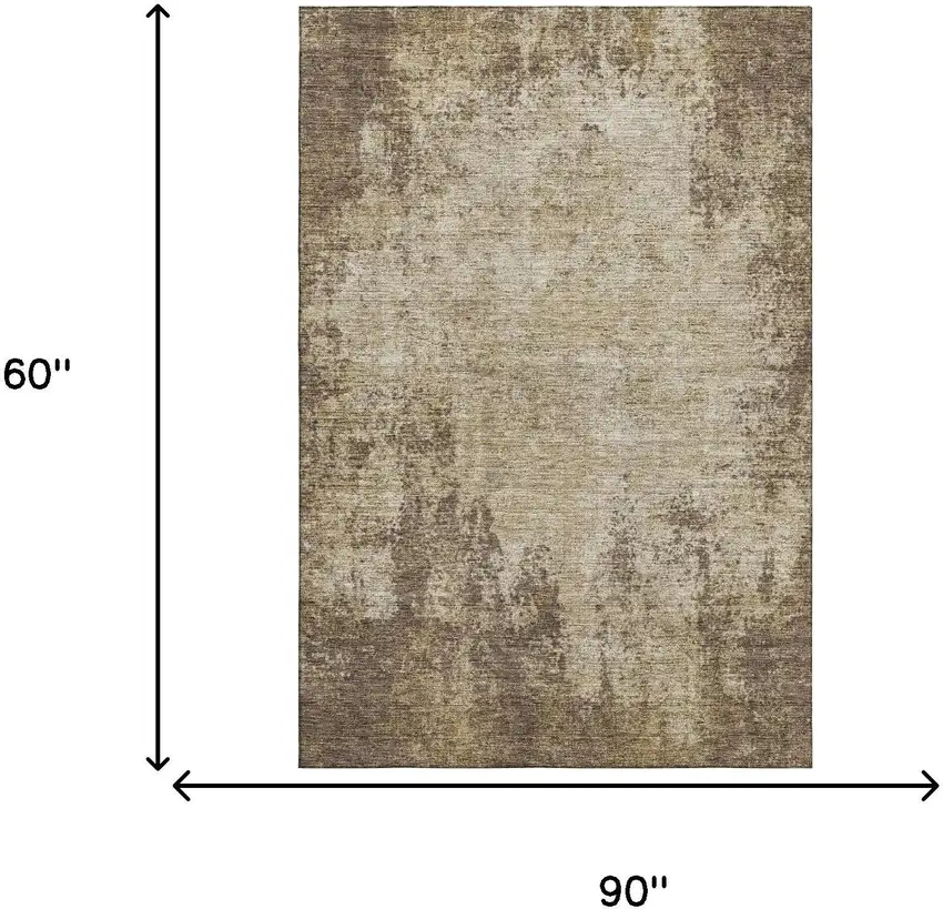 Brown And Beige Abstract Washable Area Rug With UV Protection Photo 8