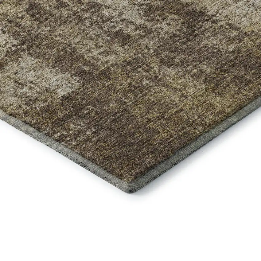Brown And Beige Abstract Washable Area Rug With UV Protection Photo 6