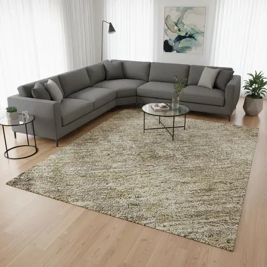 Brown And Beige Abstract Washable Area Rug With UV Protection Photo 2