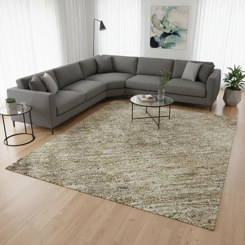 Brown And Beige Abstract Washable Area Rug With UV Protection Photo 2