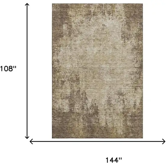 Brown And Beige Abstract Washable Area Rug With UV Protection Photo 9