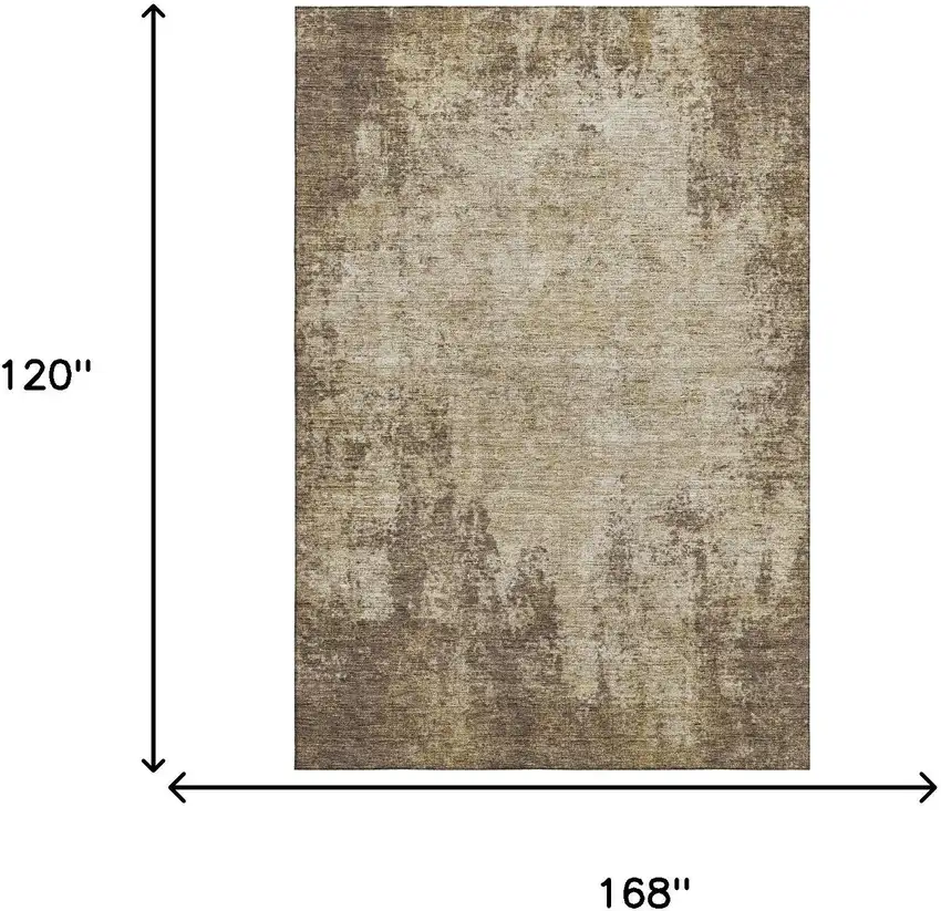 Brown And Beige Abstract Washable Area Rug With UV Protection Photo 9