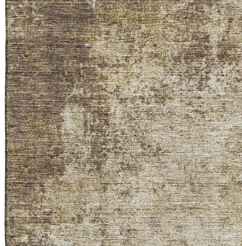 Brown And Beige Abstract Washable Area Rug With UV Protection Photo 3