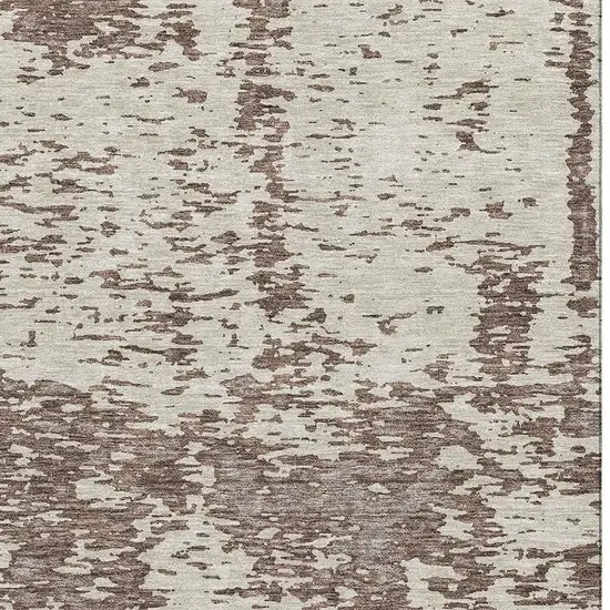 Brown And Beige Abstract Washable Area Rug With UV Protection Photo 3