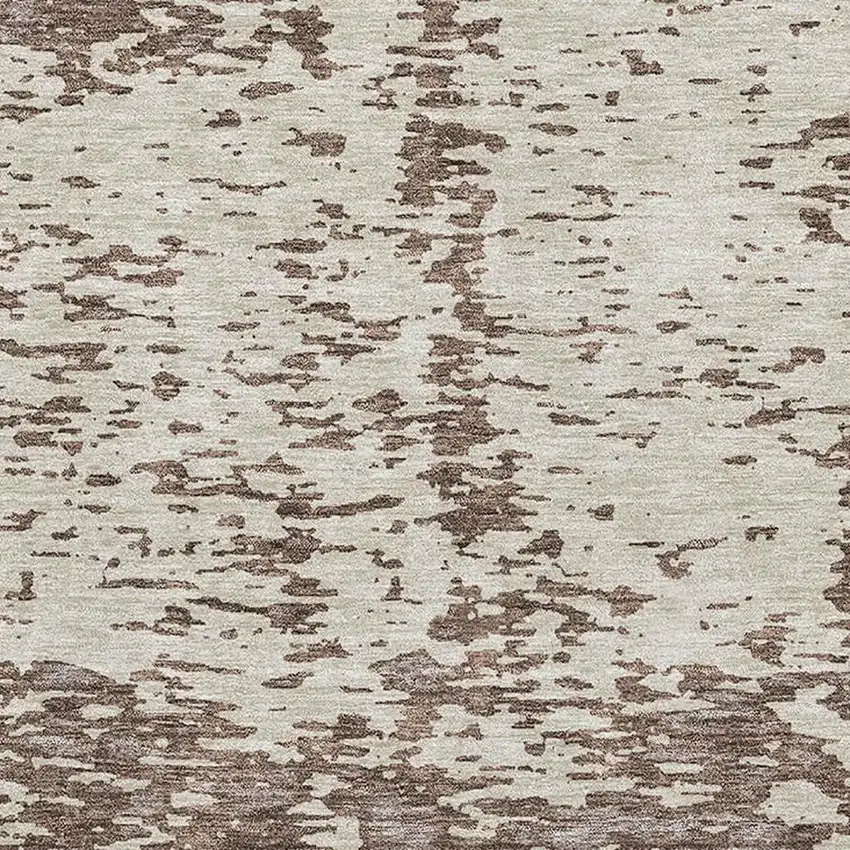 Brown And Beige Abstract Washable Area Rug With UV Protection Photo 2