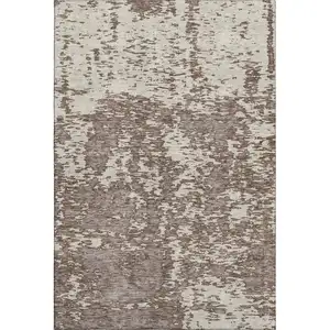 Photo of Brown And Beige Abstract Washable Area Rug With UV Protection
