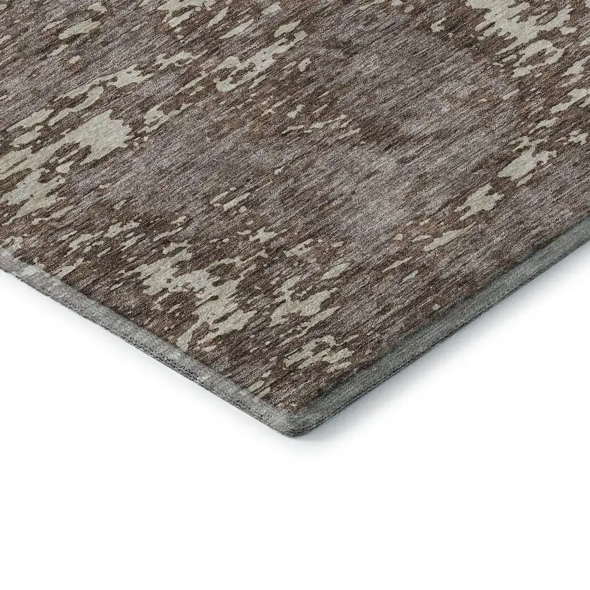 Brown And Beige Abstract Washable Area Rug With UV Protection Photo 7
