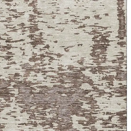 Brown And Beige Abstract Washable Area Rug With UV Protection Photo 2