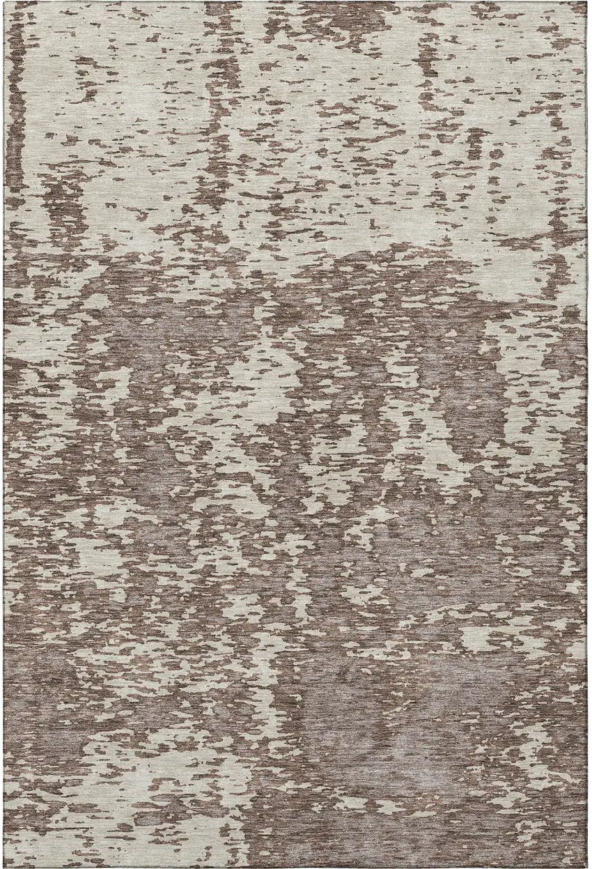 Brown And Beige Abstract Washable Area Rug With UV Protection Photo 3