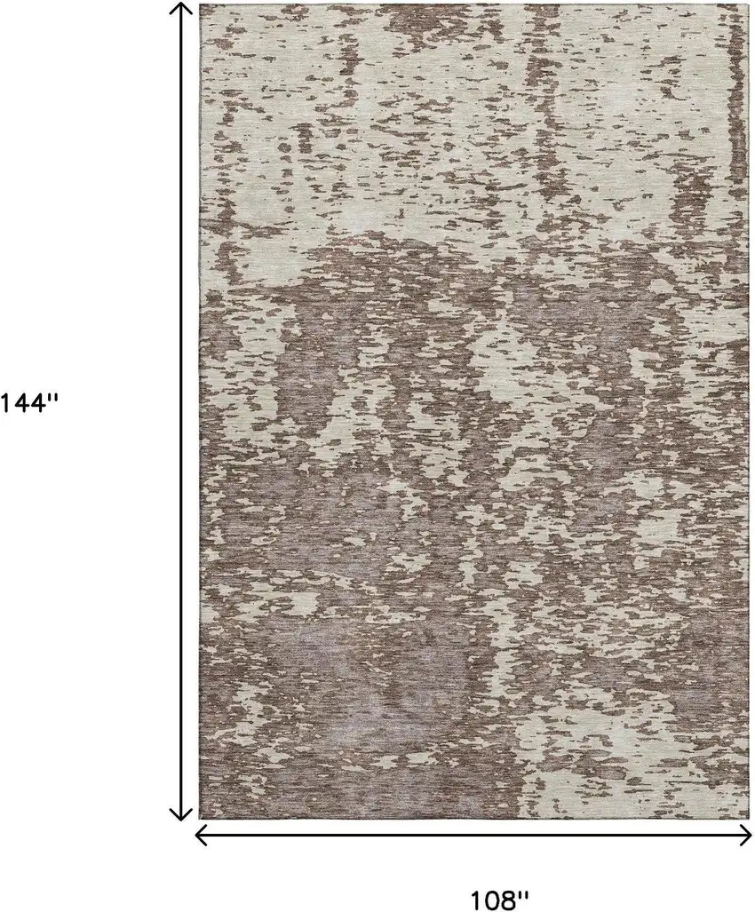 Brown And Beige Abstract Washable Area Rug With UV Protection Photo 9