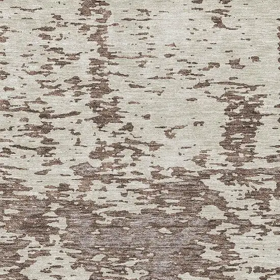 Brown And Beige Abstract Washable Area Rug With UV Protection Photo 2
