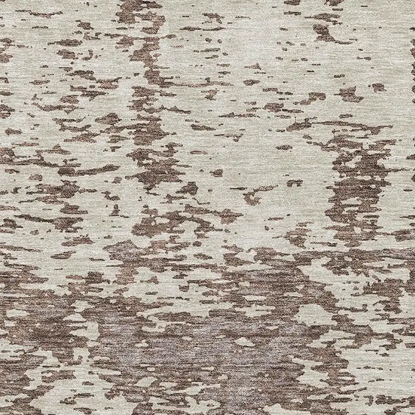 Brown And Beige Abstract Washable Area Rug With UV Protection Photo 2