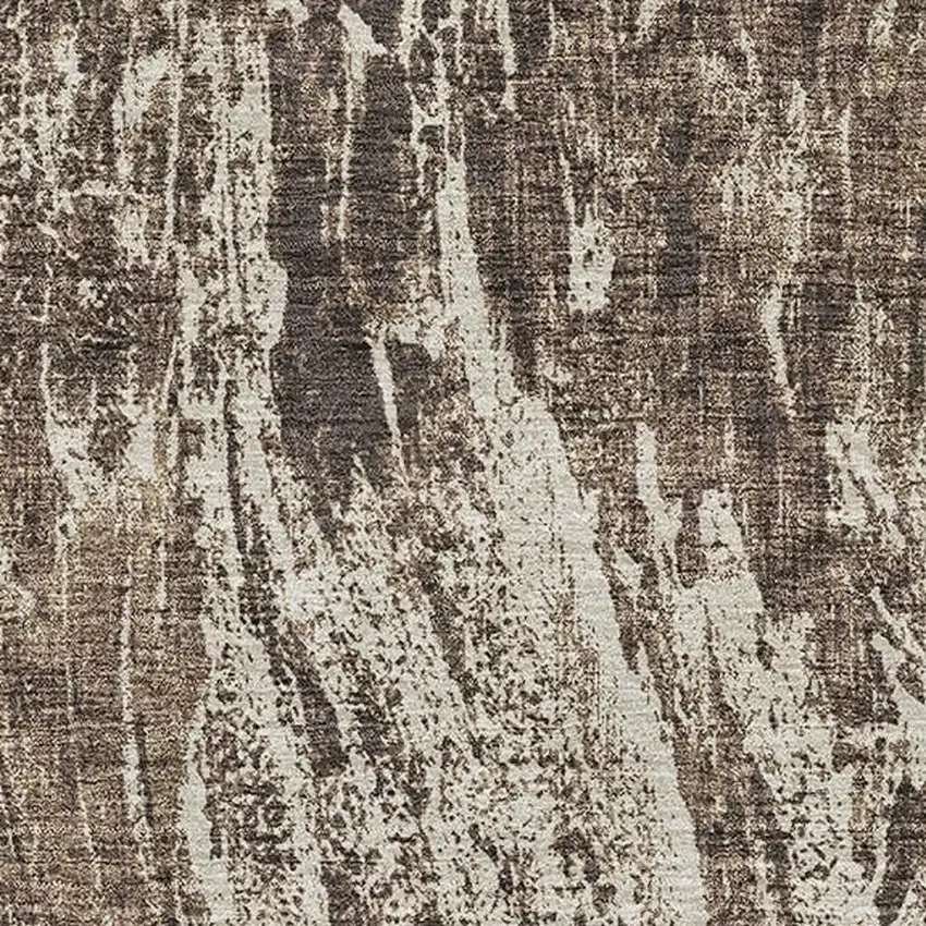 Brown And Beige Abstract Washable Area Rug With UV Protection Photo 3