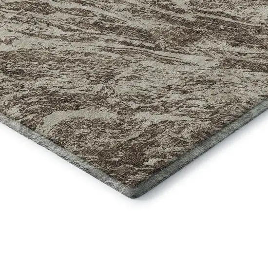 Brown And Beige Abstract Washable Area Rug With UV Protection Photo 7