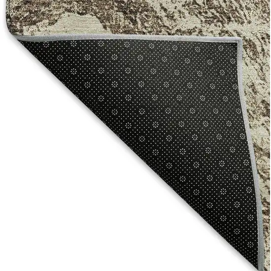 Brown And Beige Abstract Washable Area Rug With UV Protection Photo 5