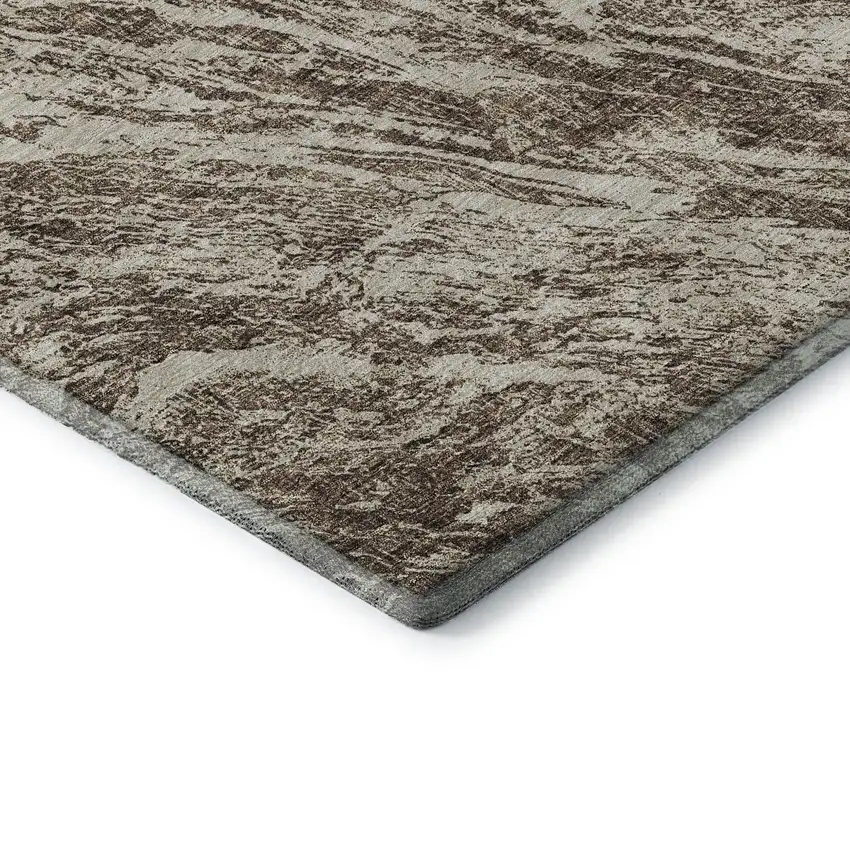 Brown And Beige Abstract Washable Area Rug With UV Protection Photo 6