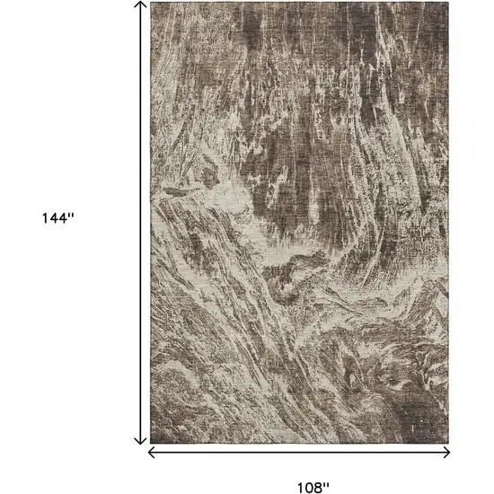 Brown And Beige Abstract Washable Area Rug With UV Protection Photo 9