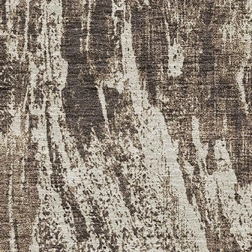 Brown And Beige Abstract Washable Area Rug With UV Protection Photo 2