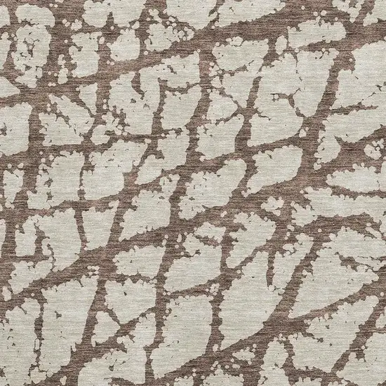 Brown And Beige Abstract Washable Area Rug With UV Protection Photo 2