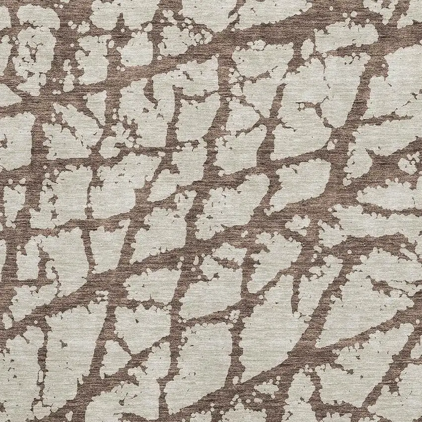 Brown And Beige Abstract Washable Area Rug With UV Protection Photo 2