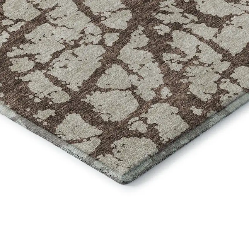 Brown And Beige Abstract Washable Area Rug With UV Protection Photo 7