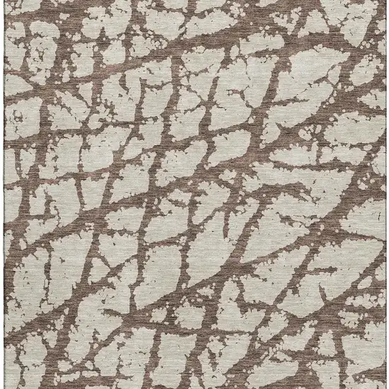 Brown And Beige Abstract Washable Area Rug With UV Protection Photo 2