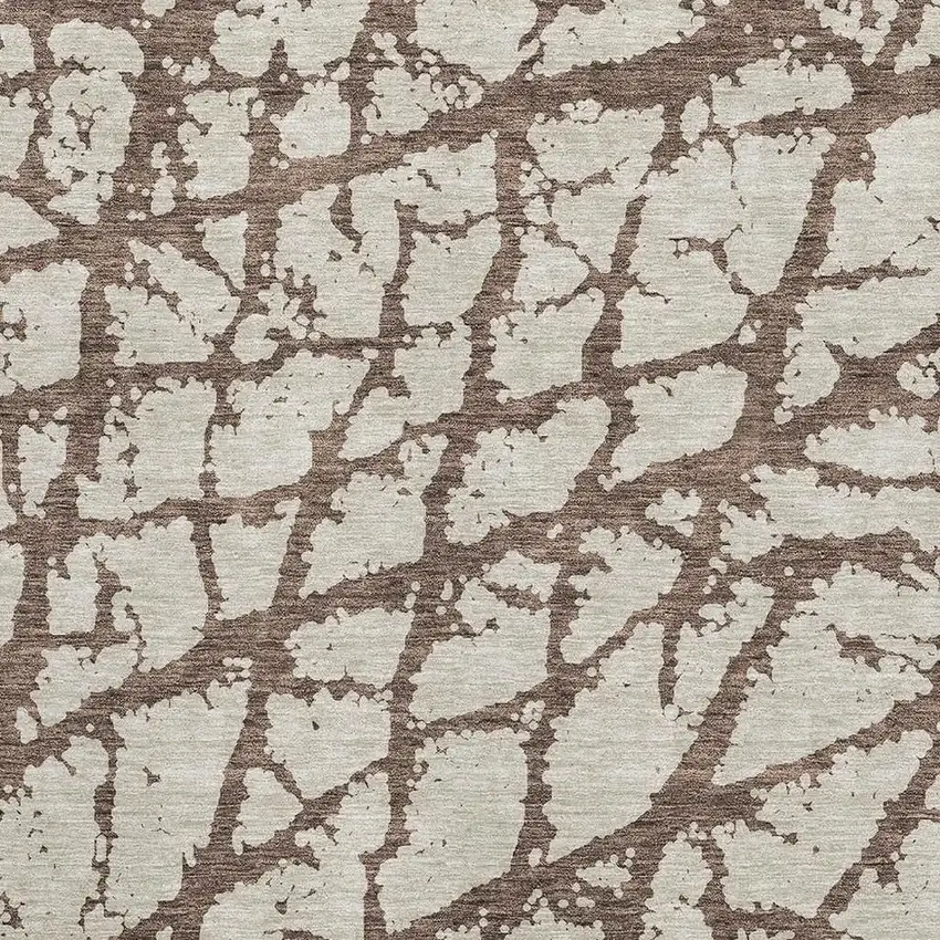 Brown And Beige Abstract Washable Area Rug With UV Protection Photo 2