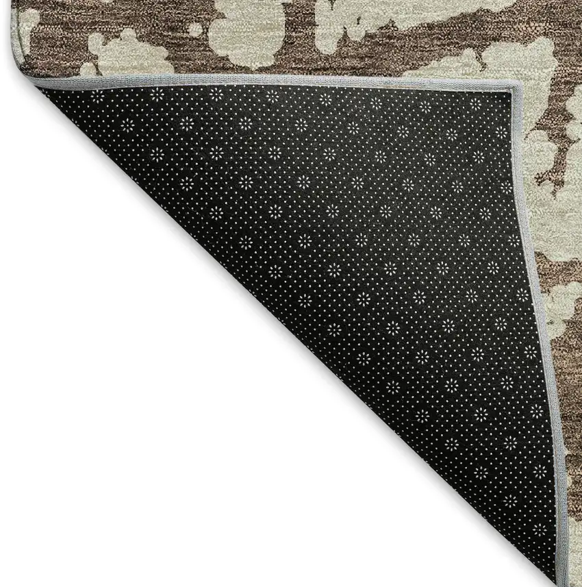 Brown And Beige Abstract Washable Area Rug With UV Protection Photo 7
