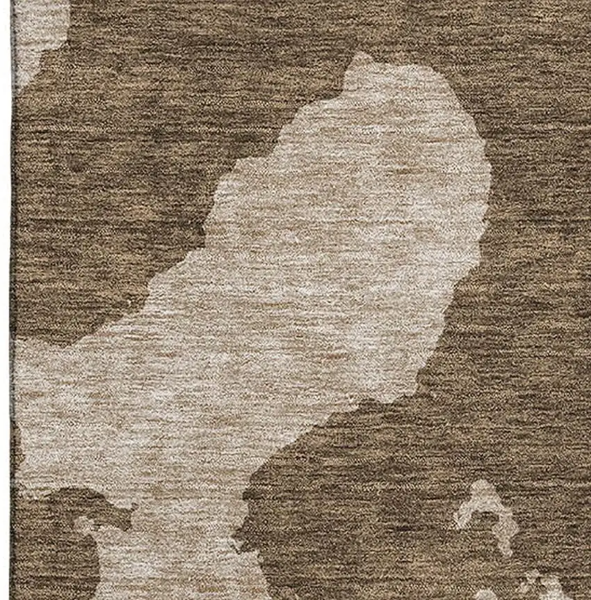 Brown And Beige Abstract Washable Area Rug With UV Protection Photo 2
