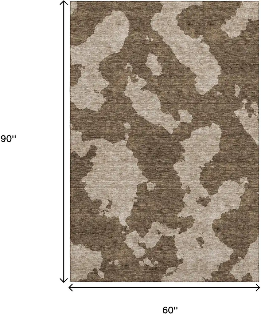 Brown And Beige Abstract Washable Area Rug With UV Protection Photo 9