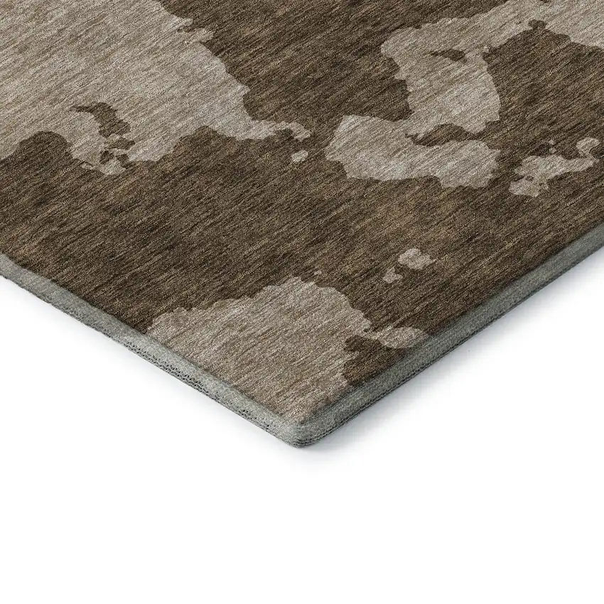 Brown And Beige Abstract Washable Area Rug With UV Protection Photo 6