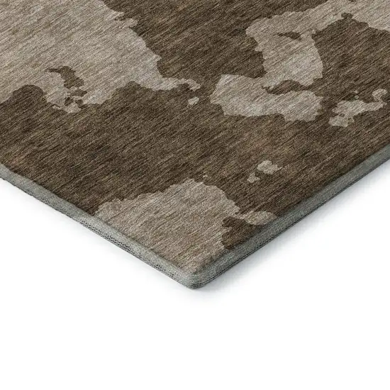 Brown And Beige Abstract Washable Area Rug With UV Protection Photo 7