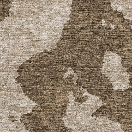Brown And Beige Abstract Washable Area Rug With UV Protection Photo 2