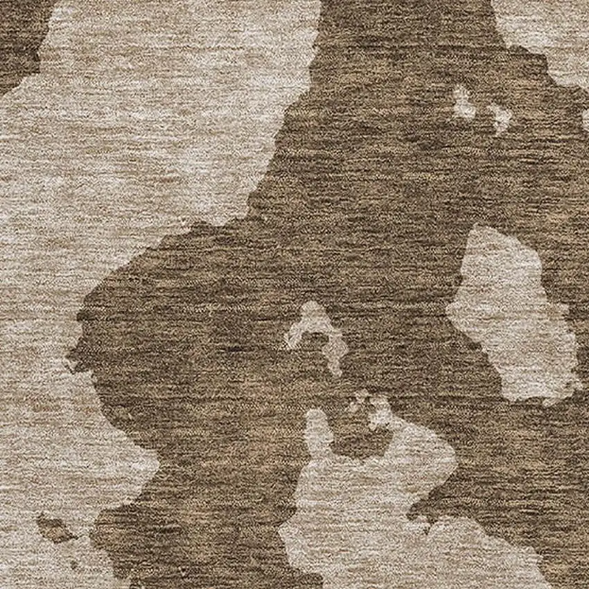 Brown And Beige Abstract Washable Area Rug With UV Protection Photo 2