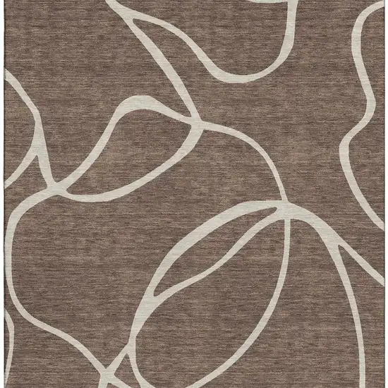 Brown And Beige Abstract Washable Area Rug With UV Protection Photo 2