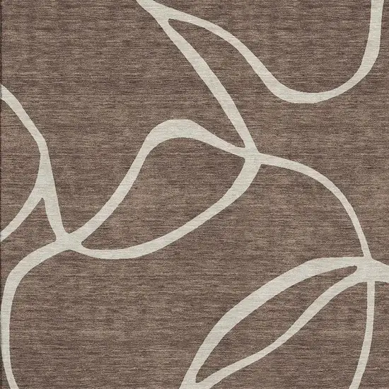 Brown And Beige Abstract Washable Area Rug With UV Protection Photo 2
